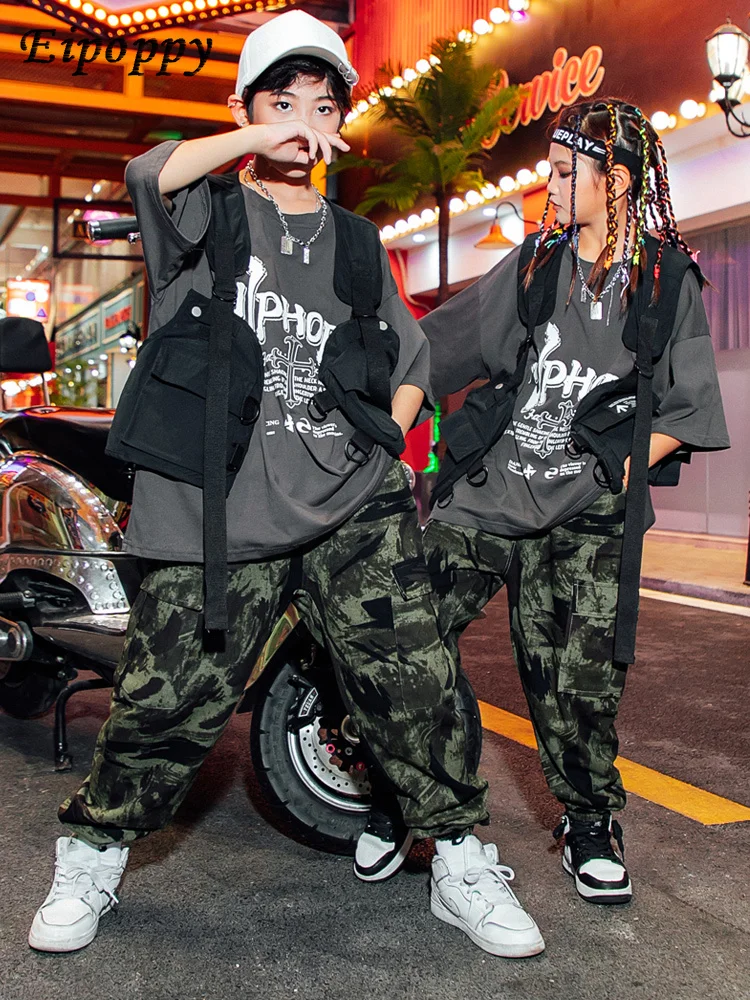 

Hip Hop Children's Trendy Clothes Boy Hip Hop Drum Kit Fried Street Suit Hiphop Model Catwalk Fashion Girl Trendy Clothing