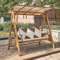 2/3-Seat Outdoor Patio Porch Swing with Adjustable Aluminum Alloy Canopy Solar Patio Swing Chair Bench 1