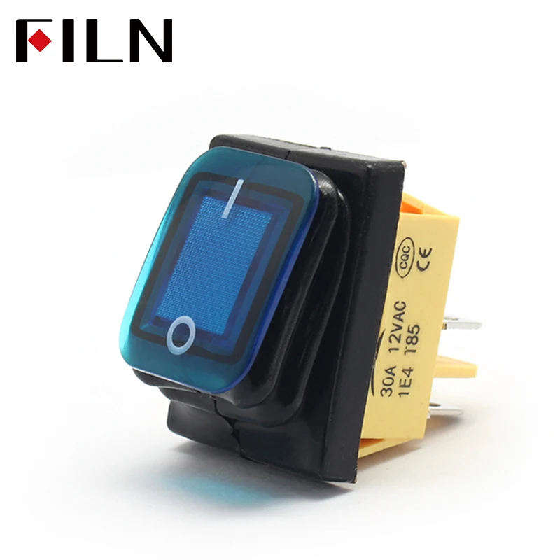 ON-OFF 30A/250V Heavy Duty 4 Pin DPST IP67 Sealed Waterproof T85 Auto Boat Marine Toggle Rocker Switch with LED 12V 220V 30x22