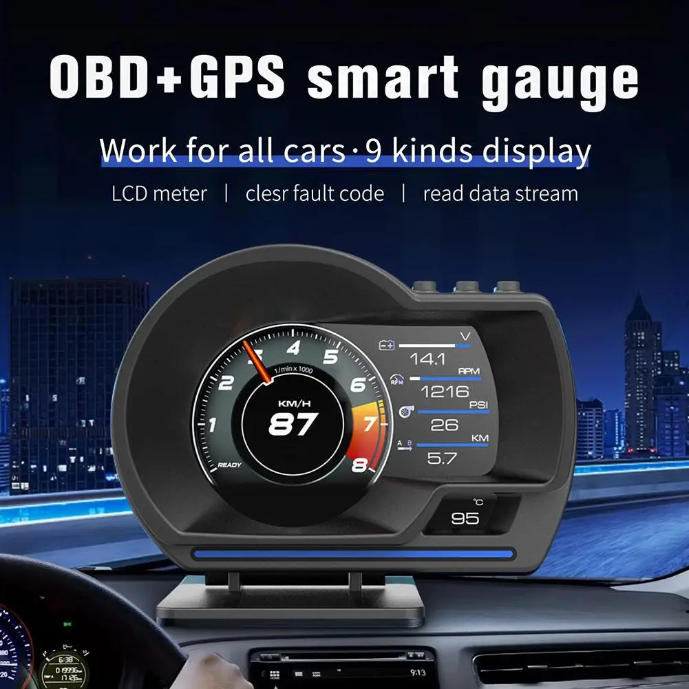 

HUD A501 OBD2 Car Head Up Display Smart Car Water&Oil Security Gauge Alarm RPM Auto Up Meter Temp Digital Turbo Display Odo V6H1