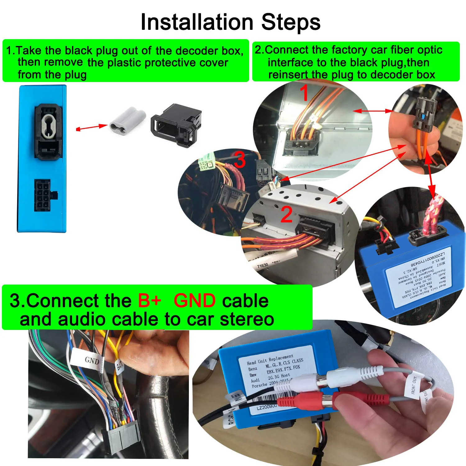 Car Stereo Radio Optical Fiber Decoder Most Box For Benz B200 ML SL SLK R350 C W203 CLK W209 W211 Class GPS Fiber optic Box