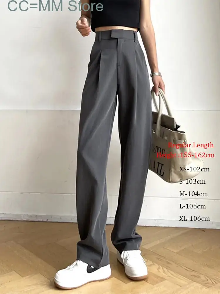 New Wide Leg Pants Korean Fashion Casual Loose Straight Female Trousers High Waist Office Ladies Suits Pants