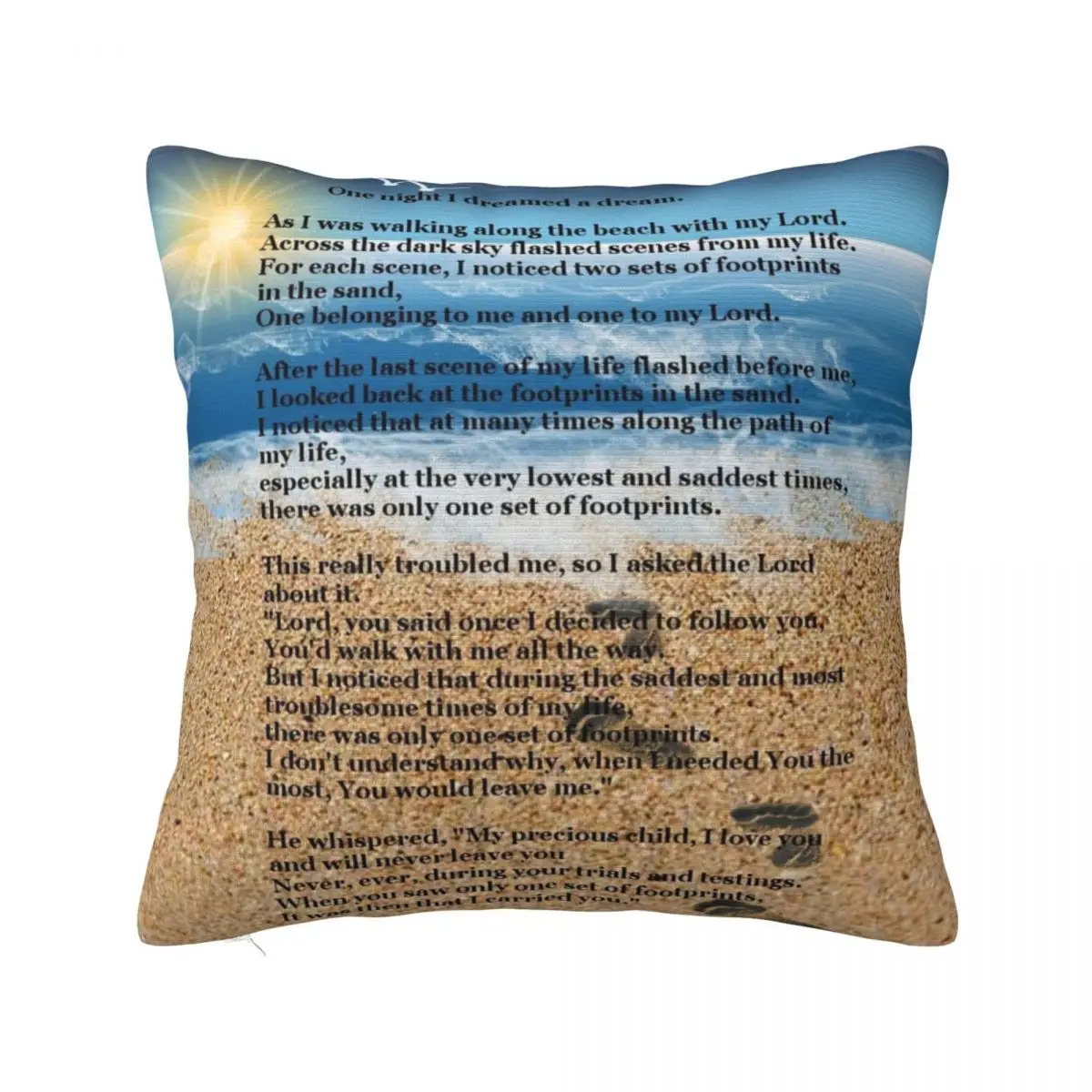 

Footprints in the Sand Throw Pillow Custom Cushion Photo Pillows Aesthetic