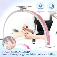 3000-6500K Nail Table Lamp With Diamond Manicure Desk Lamp With Remote LED Half Moon Light For Nails Art Tattoo Salon Eyelash 2