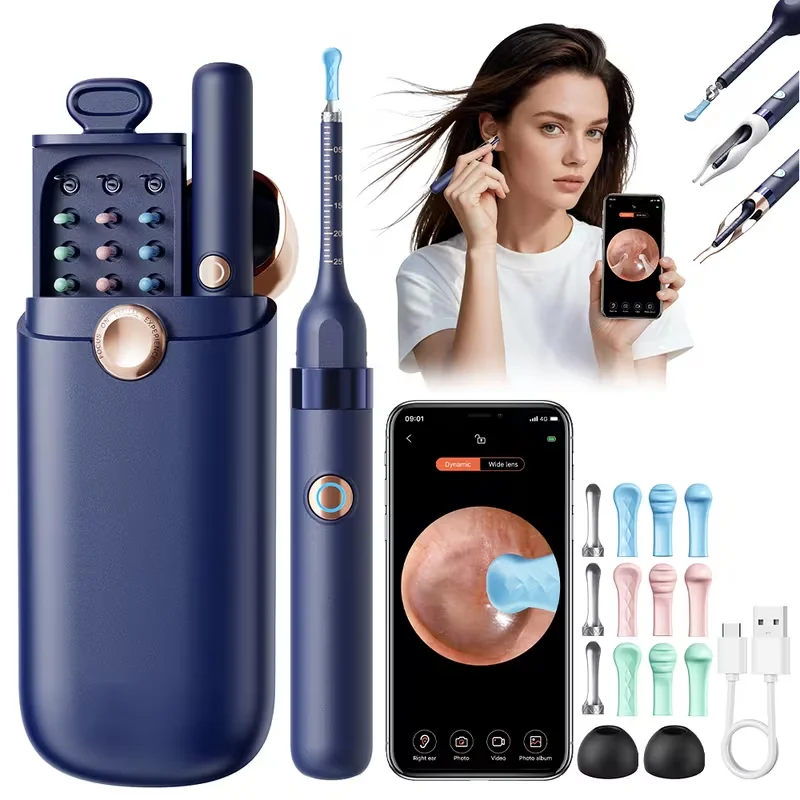 Kit de nettoyage des oreilles avec caméra, outil d'élimination du cérumen 1000W pixels, pince à épiler et lumière intégrée pour adultes_voghion.com