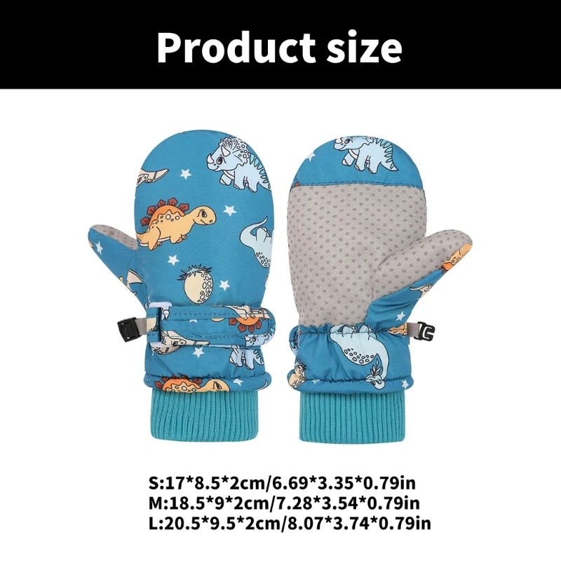 Thicken Thermal Mitts Gloves Ski Gloves Printed Cartoon Dinosaur Splashproof Mittens Ice Skating Warm Snow