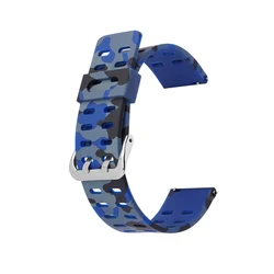 Camouflage Silicone Sport Watch Strap - 22mm - 22mm (Camo dark blue)