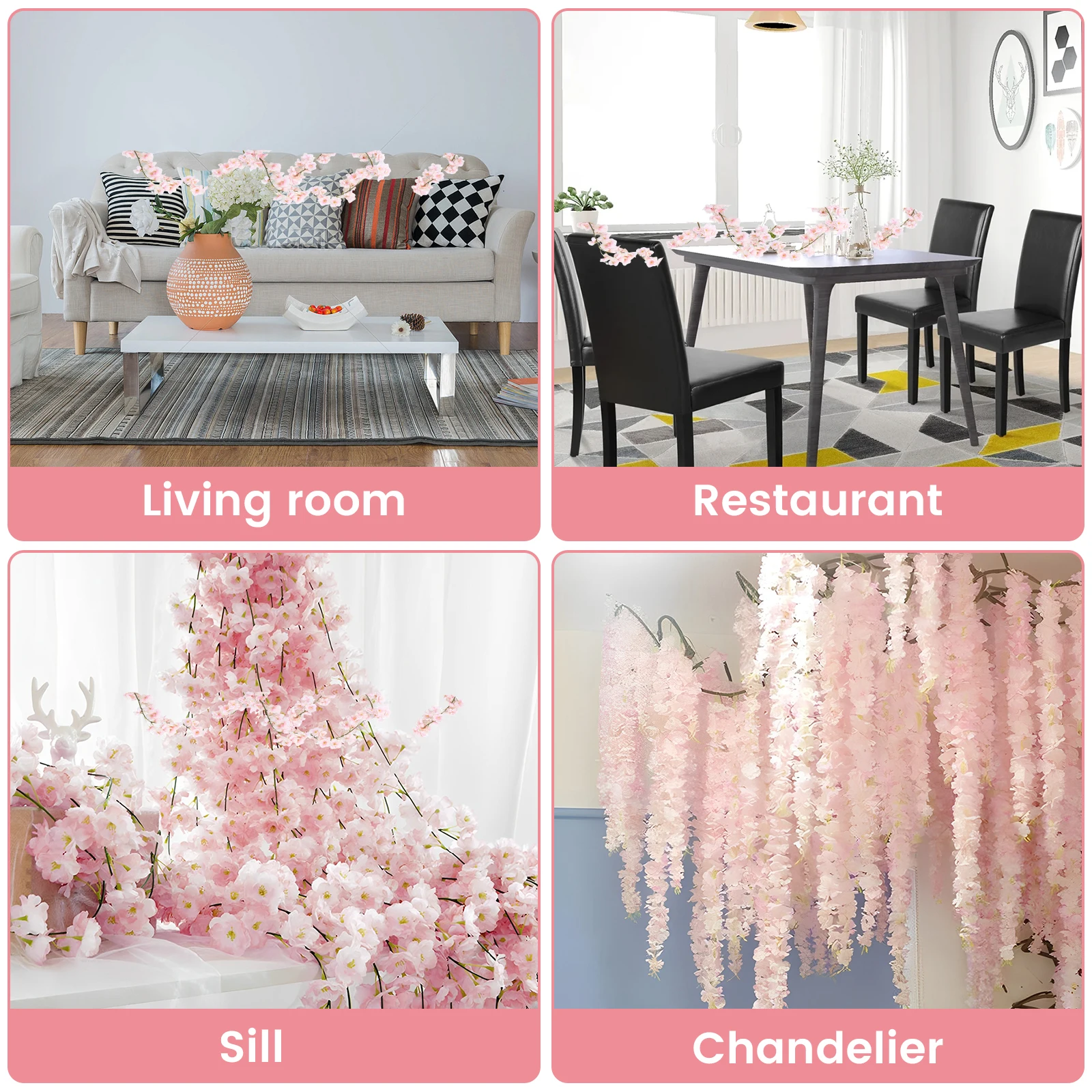 1.8m Artificial cherry blossom realistic cherry blossom vine silk vine wedding party arch background decoration hanging garland