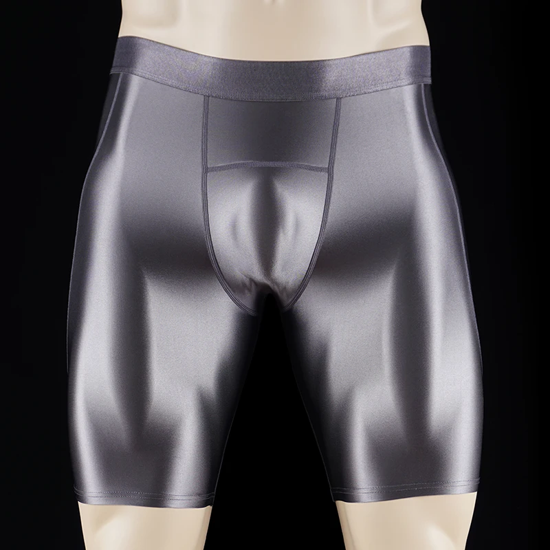 Shiny Glossy Sexy Men Bodybuilding Shorts Fitness Compression Leggings Workout Tights Breathable Quick Drying Sports Shorts