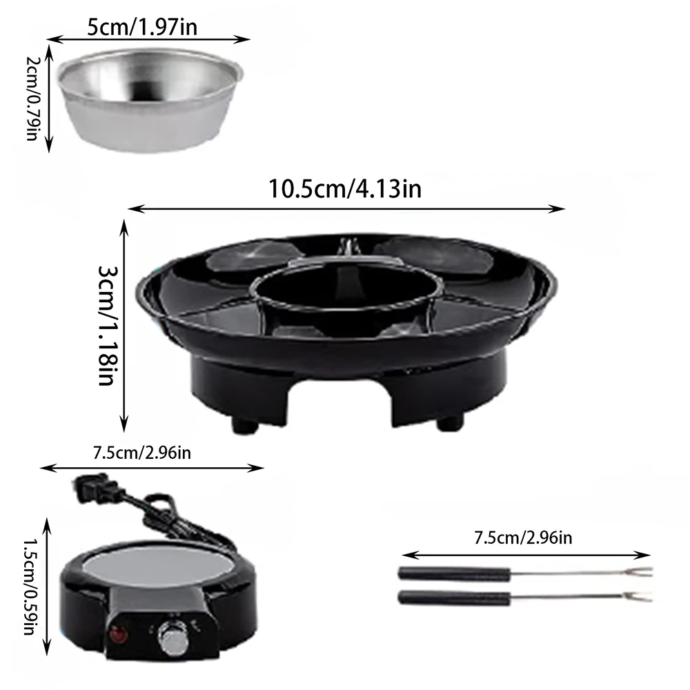 Chocolate Fondue Set Lightweight Electric Melting Dessert Fondue Pot Set With 2 Dipping Forks Cheese Candy Holiday Picnic Party