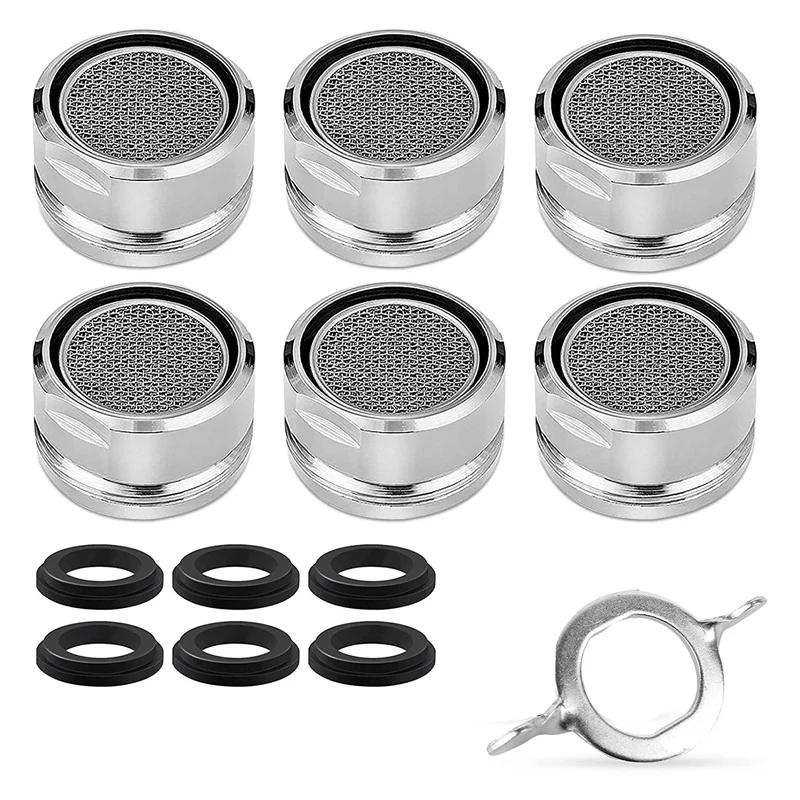 

6PCS M24 Tap Aerators With 6 High Quality Gaskets And 1 Chrome Keys Stainless Steel Aerator For Kitchen And Bathroom