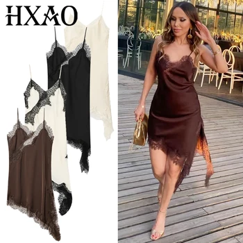 HXAO Womens Dresses Lace Asymmetric Slip Dress