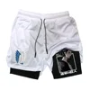 Anime Running Basketball 2 in 1 Quick Dry Men's Gym Sports Shorts Workout Jogging Pants Breathable Phone Pants M-3XL 4