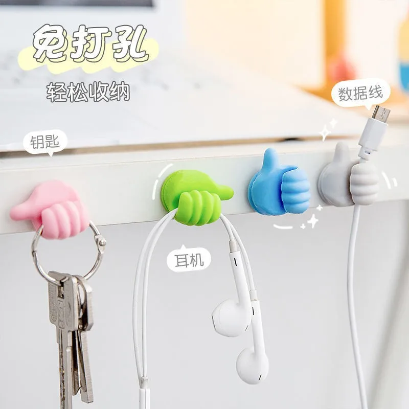 Silicone Thumb Wall Hook Cable Management Wire Organizer Wall Hooks Hanger Storage Holder for Kitchen Bathroom 5/10/20Pcs