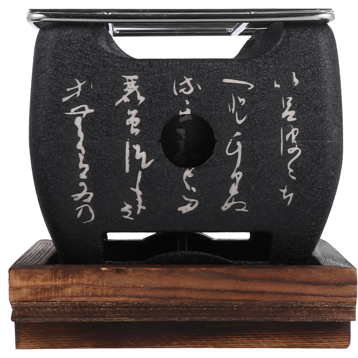 

Japanese Grill Rack Meat Vegetable Barbecue Stove Multifunctional Charcoal Grilling Furnace with Wooden Base for Home