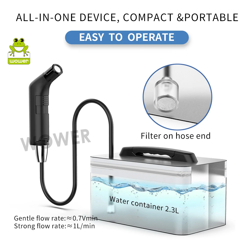 Wower Portable Electric Bidet for Personal Hygiene Cleaning 2.3L Shattaf Rechargeable Travel Camping Bidet Shower Sprayer 4