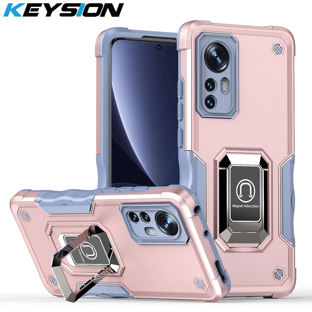 KEYSION Shockproof Armor Hülle für Xiaomi 12 12X 12 Pro, Silikon+PC-Ring, Standfunktion, Handyhülle für Xiaomi Mi 12S Pro_voghion.com