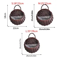 Flower Planter Wall Hanging Wicker Rattam Basket Garden Vine Pot Plants Holder Handmade Woven Hanging Basket Pot De Fleur DéCo 6