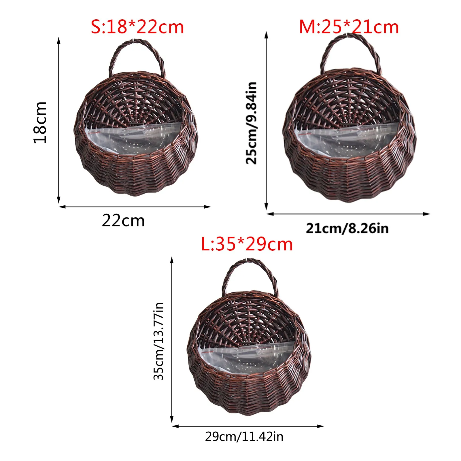 Flower Planter Wall Hanging Wicker Rattam Basket Garden Vine Pot Plants Holder Handmade Woven Hanging Basket Pot De Fleur DéCo 6