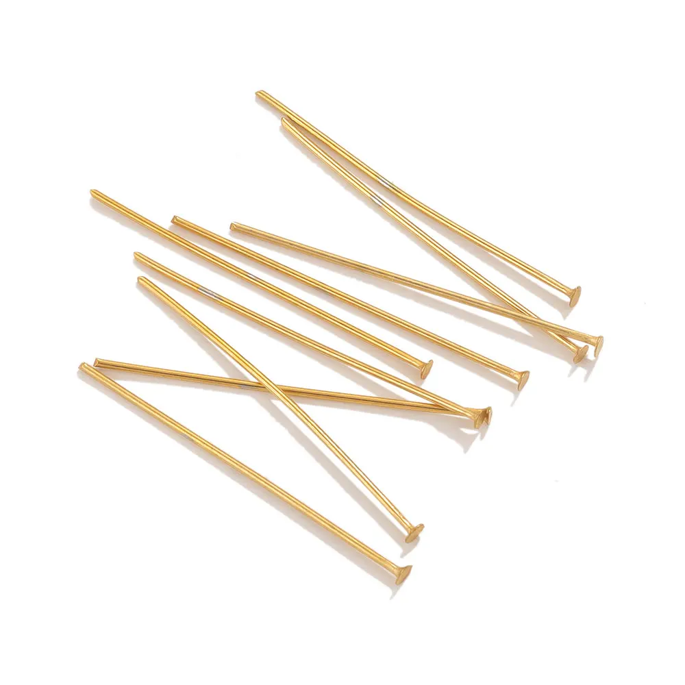 20pcs 20-70mm PVD 골드 도금 스테인레스 스틸 플랫 헤드 핀 쥬얼리 만들기 결과 바늘 액세서리 DIY 쥬얼리 부품