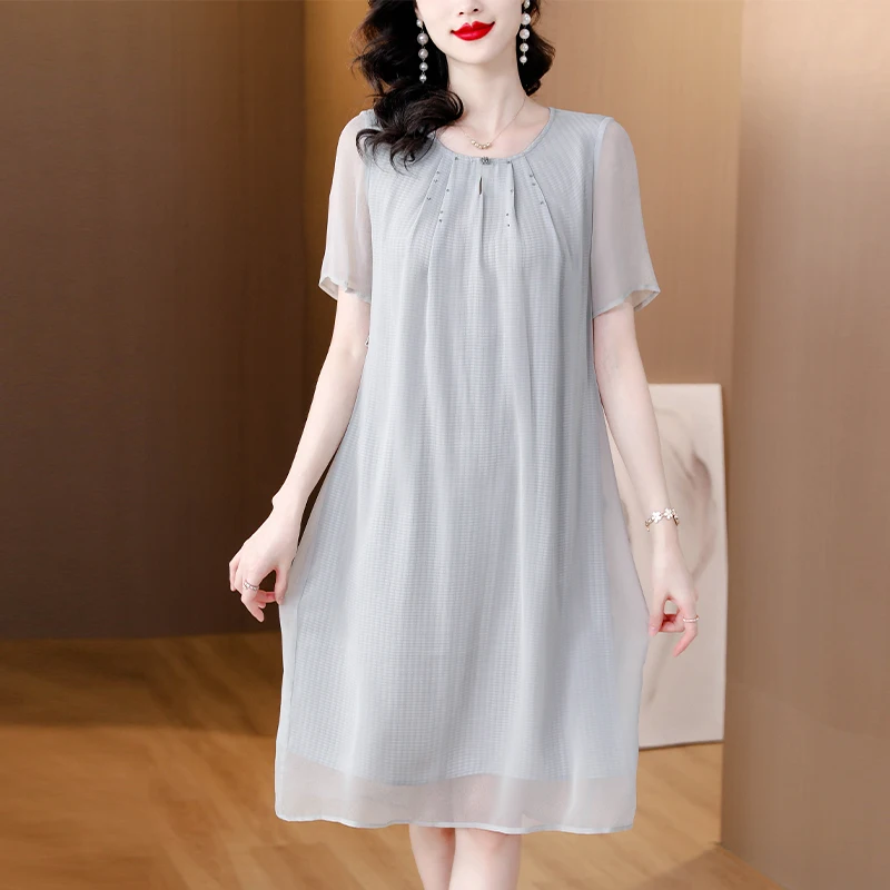 

Silk silk fashion dress 2023 new female summer casual slimming skirt