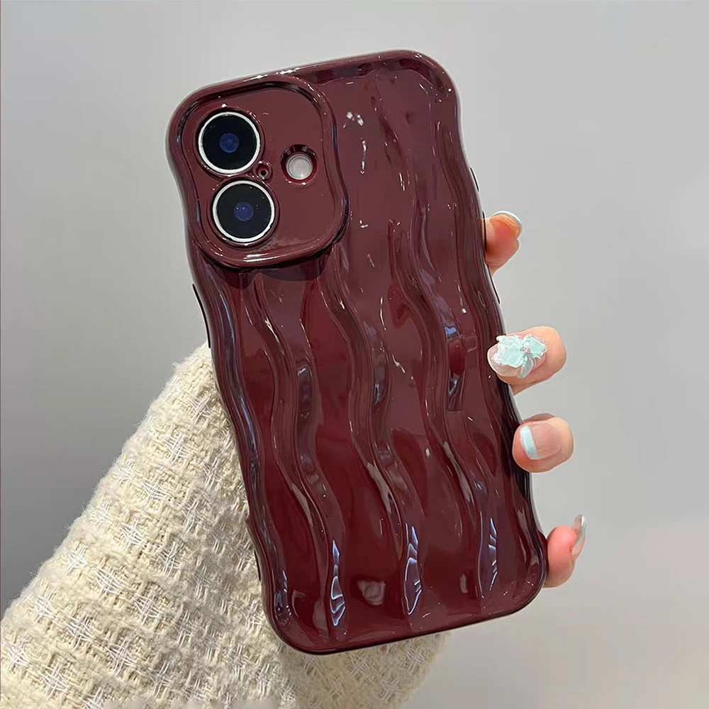 Glossy 3D Water Ripple Pattern Shockproof Phone Case - Soft TPU, Anti-drop Protection