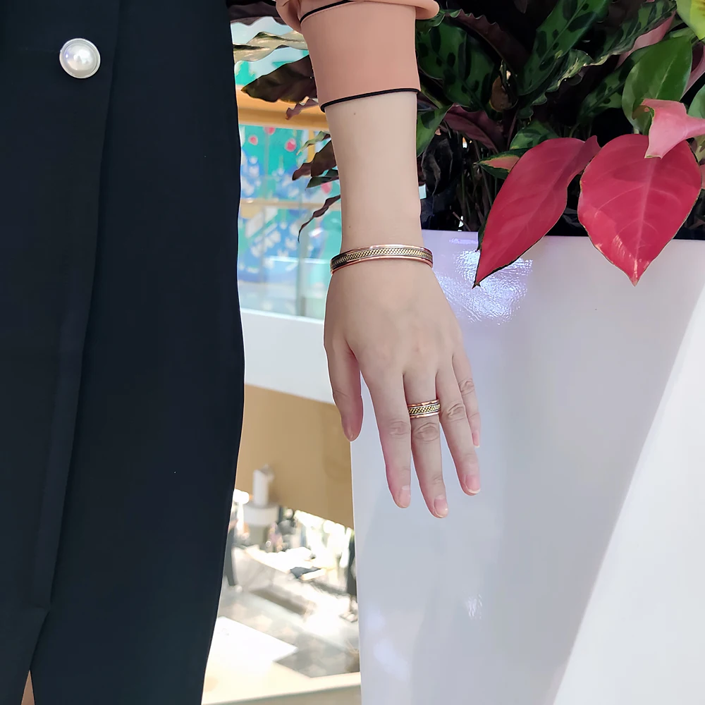 Vinterly Pure Copper Bracelets Female Magnetic Twisted Adjustable High Magnets Braided Open Cuff Bangles Resizable Jewelry Women 6