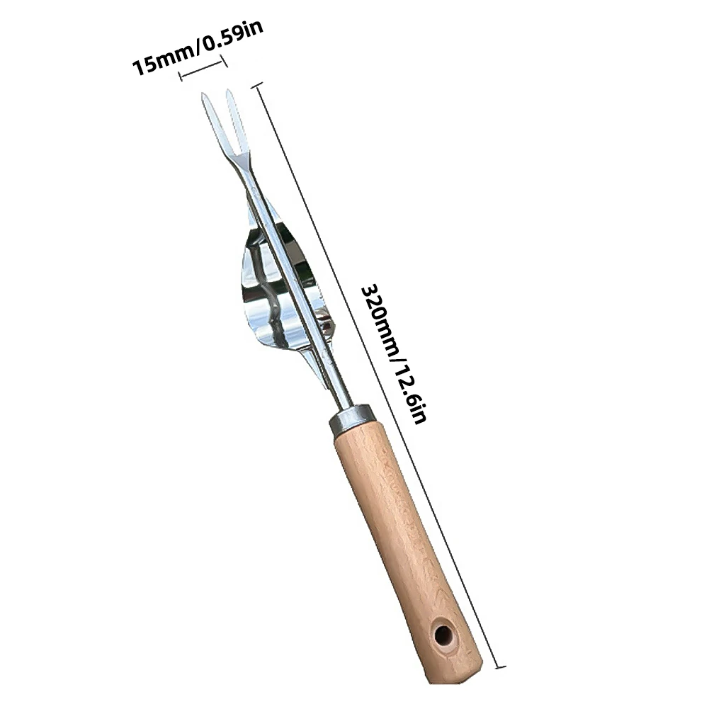 정원 잡초 제거 도구 스테인리스 스틸 레버 디자인, V자형 포크, 나무 손잡이 포함, 잡초 제거 및 더 깊은 파기, 1/2/3 개