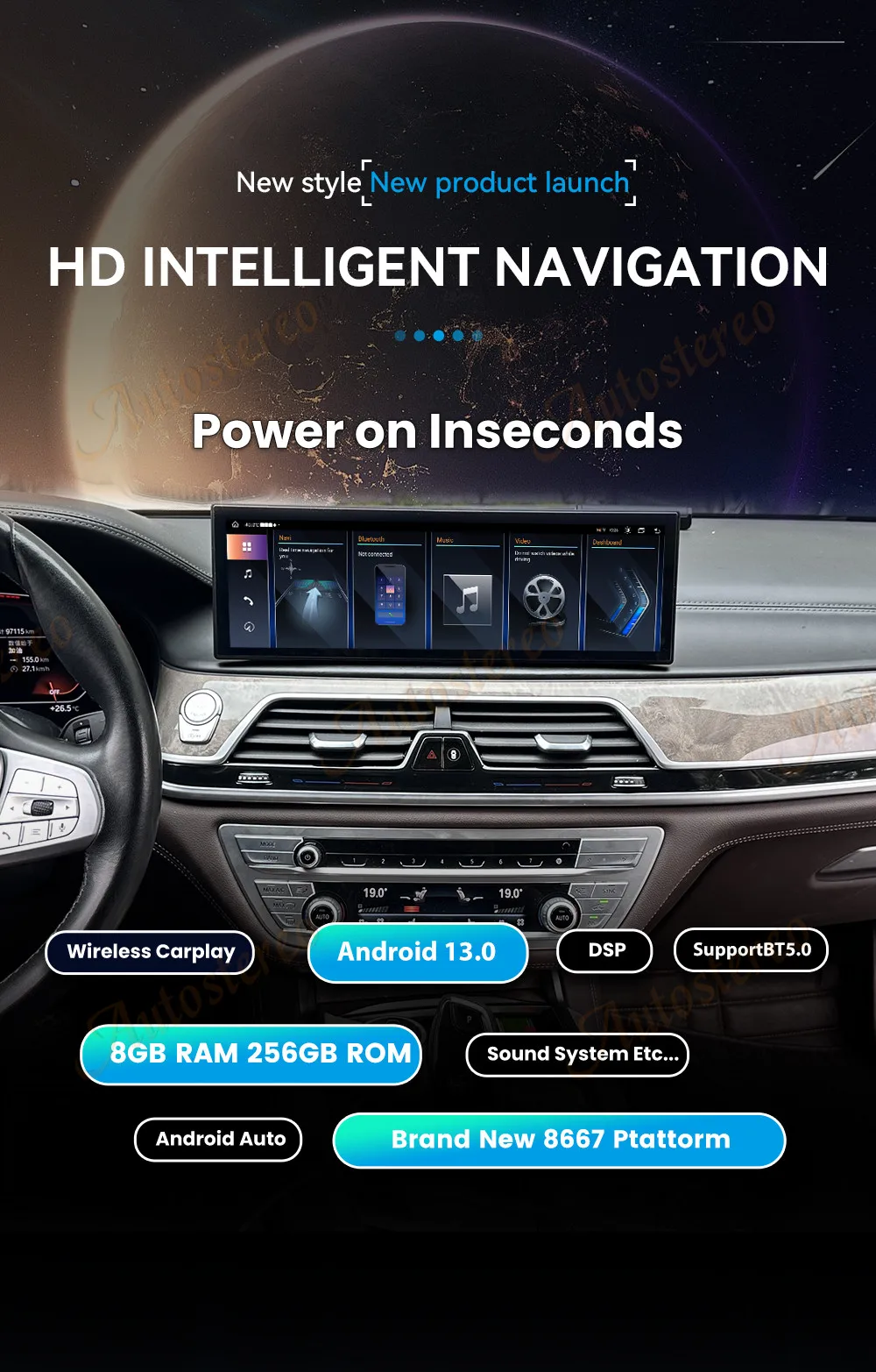 Carplay 14.9 Inch Android 14 For BMW 7 G11 G12 2016 2017 2018 Car Multimedia Pla
