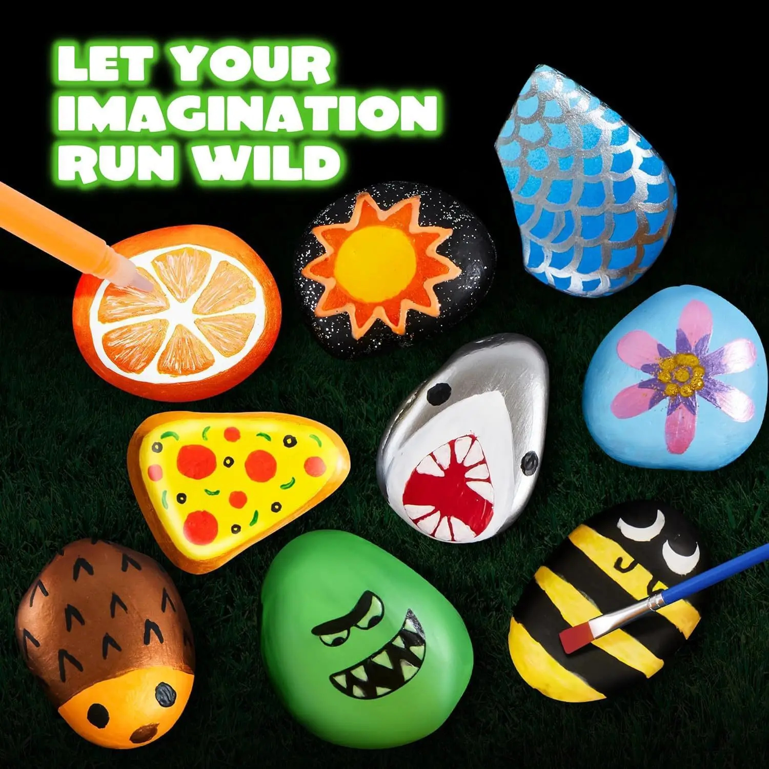 Rock Painting Kit Rocks for Painting, Arts and Crafts for Kids Ages 6-12 Rock Painting Kit Art Supplies Children's Day Gifts