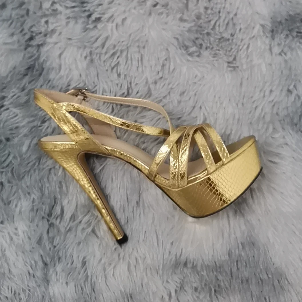 Women Sandals 14CM Platform High Heels Ankle Strap Sandal Open Toe Sanke Gladiator Party Dress Woman Shoes