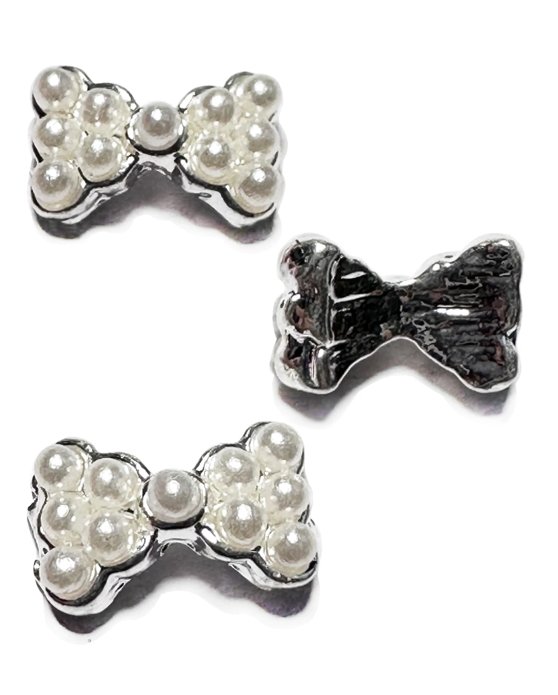 

50pcs 3d Alloy Bow Pearl Nail Art Decoration Glitters Slices