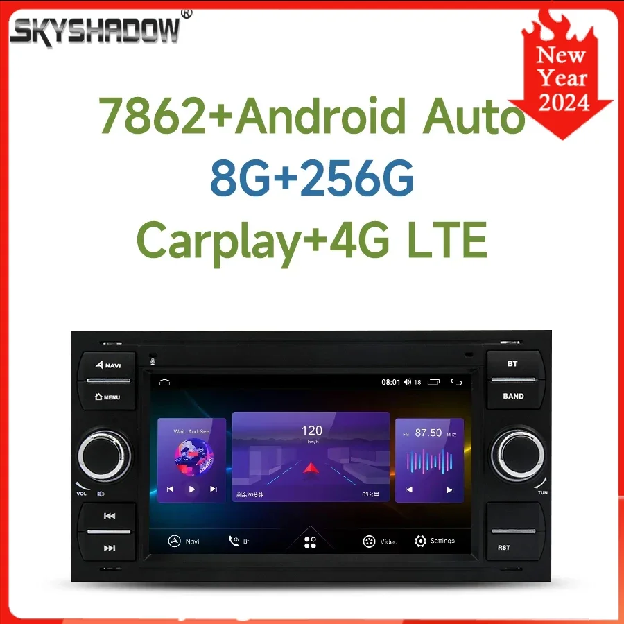 

Qualcomm 8G+256G Carplay Android 13.0 IPS Car DVD Player GPS WIFI Bluetooth RDS Radio For Ford Fusion C-MAX S Focus Mondeo Kuga
