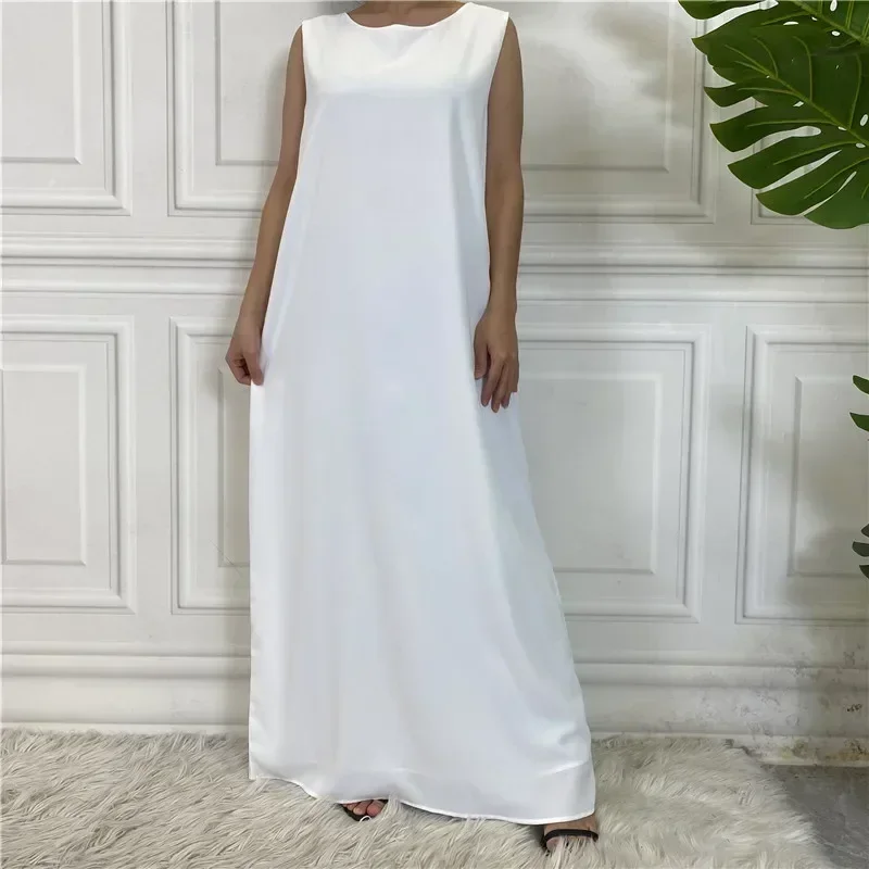 Dresses Under Abaya Nida Sleeveless Slip Long Inner Dress Muslim Wear for Women Islamic Clothes Abayas Dubai Turkey Ramadan Robe