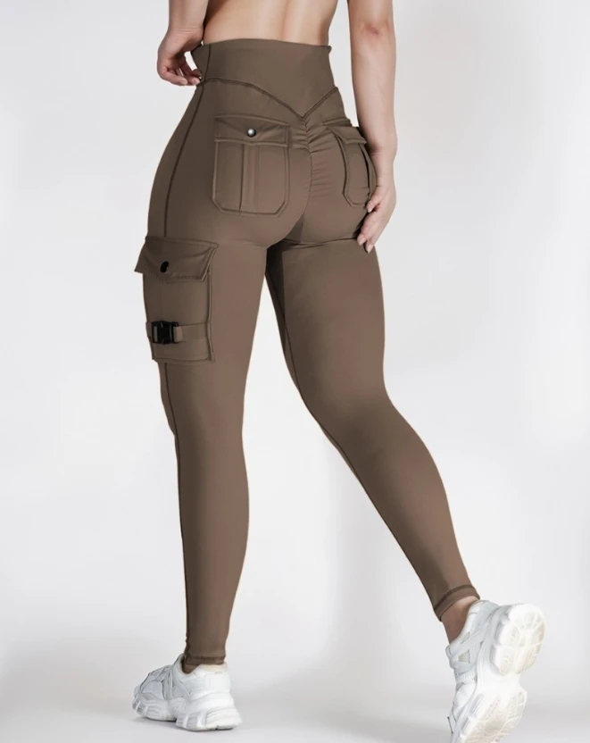 

Women's Casual Pants Solid Color High Waisted Pocket Design Active Pants Sports Yoga Leggings Sexy Skinny Elastic Pants