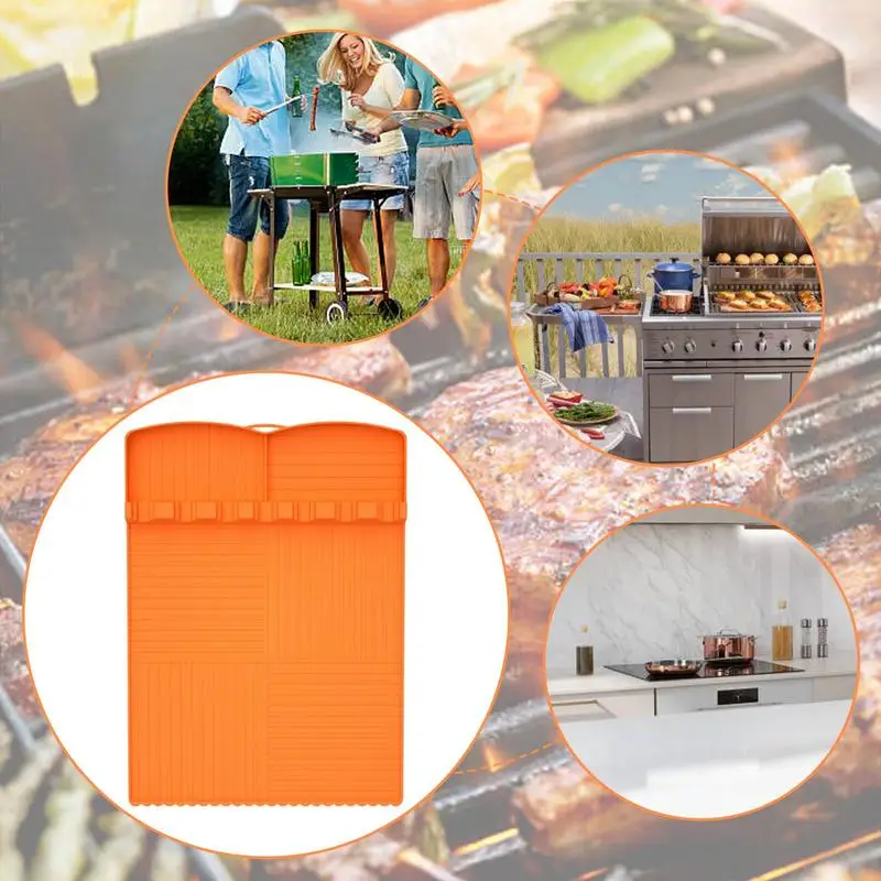 Grill Side Shelf Mat Multifunctional BBQ Side Shelf Mat Heat Resistant Utensil Holder Pad For Outdoor Kitchen Accessories
