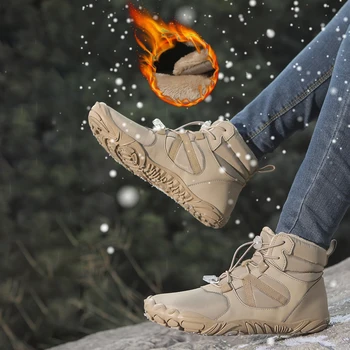 Winter Snow Boots Winter Jogging Sneakers Non Slip Casual Barefoot Shoes Waterproof High Top Boots for Travel Climbing Hiking 4