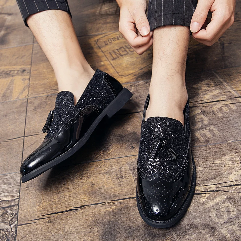 Luxury Brand High Quality Gold Tassel Loafers Shoes Men Soft Comfortable Mens Wedding Thick Sole Casual Shoes Men\'s Brogue Shoes