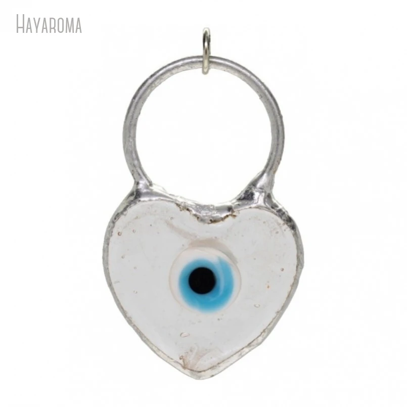 

10Pcs Wholesale Clear Colored Glaze Glass Crystal Gift For Her Handmade Jewelry Soldered Turkish Heart Evil Eye Point Pendant