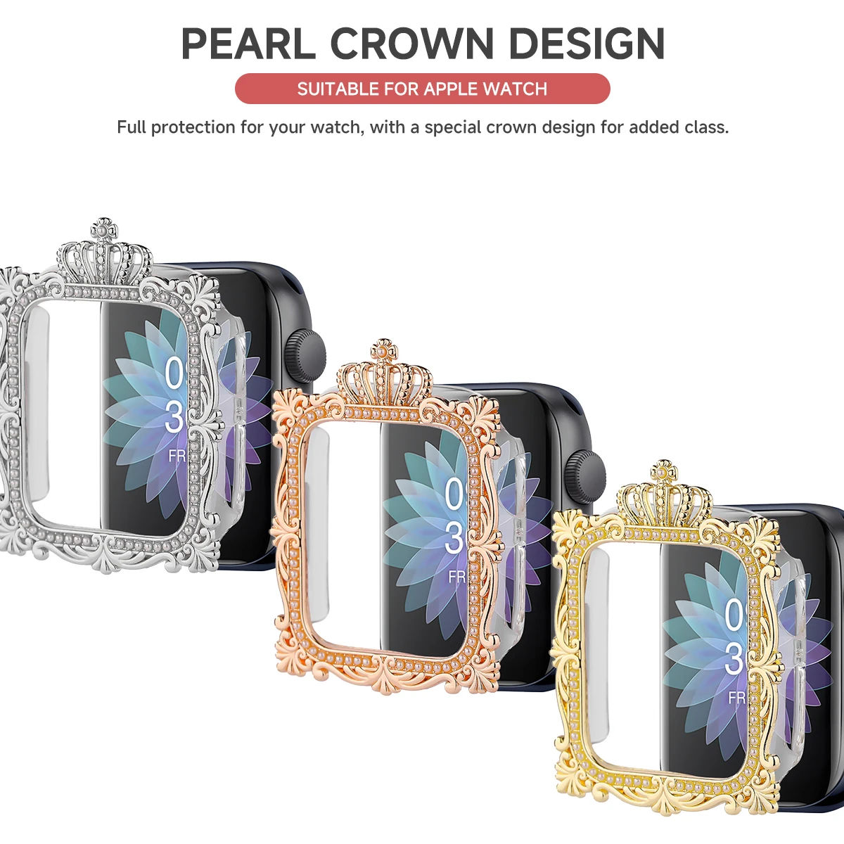 Elegant Women's Luxury Pearl Bracelet Watch Band with Crown Case