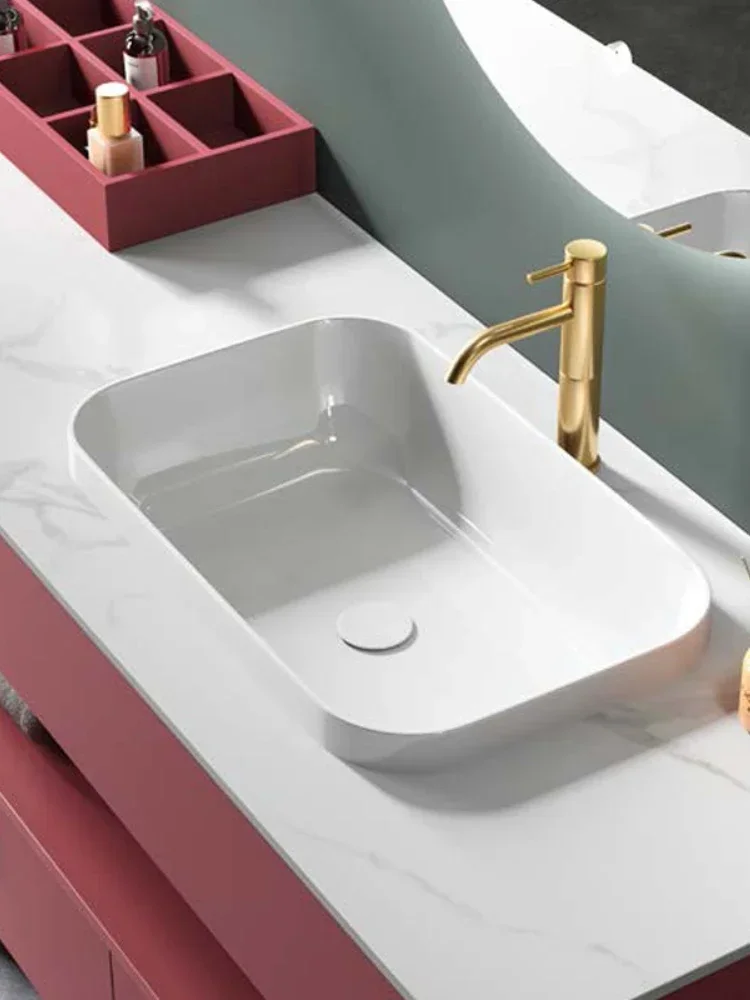 ~Oak Bathroom Cabinet Combination Bathroom Table Smart Mirror Modern Minimalist Stone Plate Washbasin Rose Pink