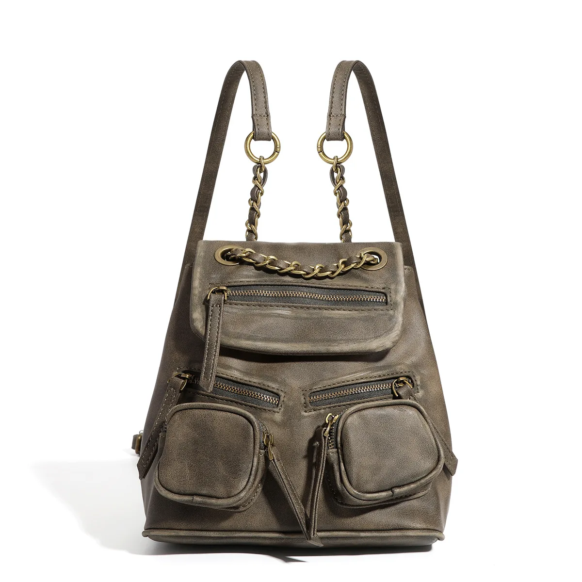 2023 Vintage Women Backpack Lady Luxury Brand Pockets Style Chain Travel Bags For Teenage Girls Bags