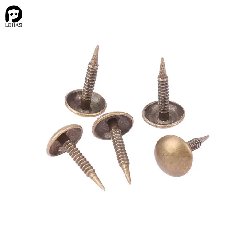 Antique Brass Bronze Upholstery Nail Jewelry Gift Wine Case Box Sofa Decorative Tack Stud Pushpin Doornail Hardware 100Pcs upholstery nail