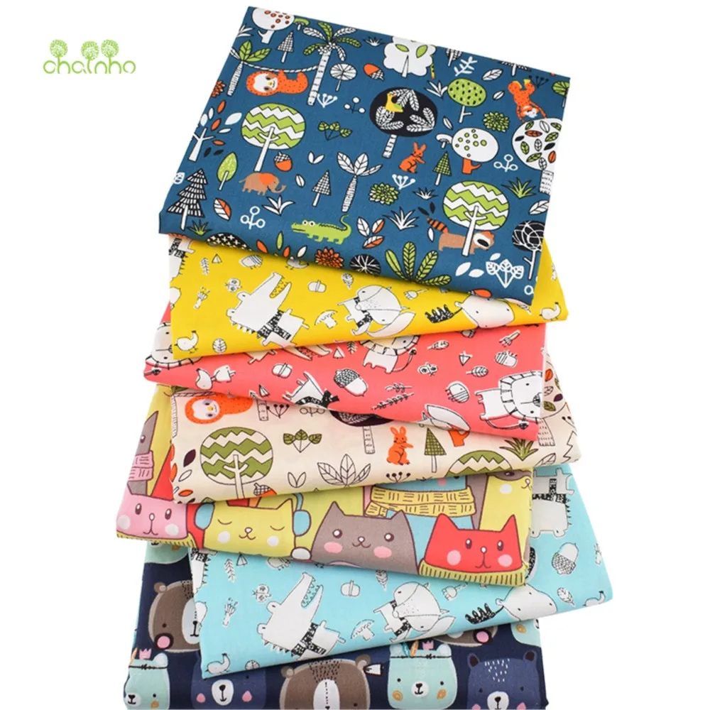 Chainho,Print Twill Weave Cotton Fabric,DIY Sewing Quilting Material,Patchwork Cloth,Cartoon Series,45 Pieces,20x25cm,CP05