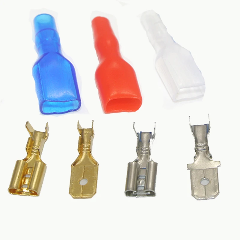 50PC 2.2mm 2.8mm 4.8mm 6.3mm Female Male Spade Crimp Terminals