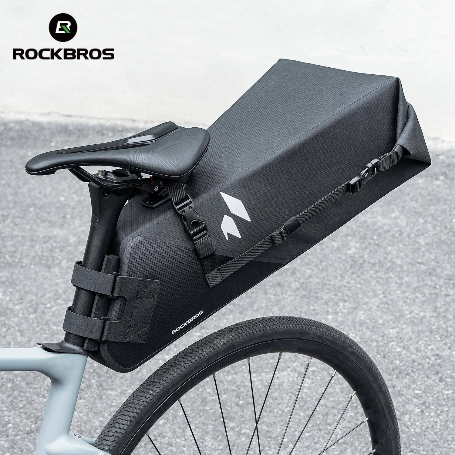 Rockbros AS-157 Bike Saddle Bag 13L Waterproof Rolled-Top Tail Bag