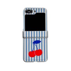 Charming Red Cherry Striped Magnetic Phone Case - Foldable Protective Cover - ZFlip4 (S1806 - 1)