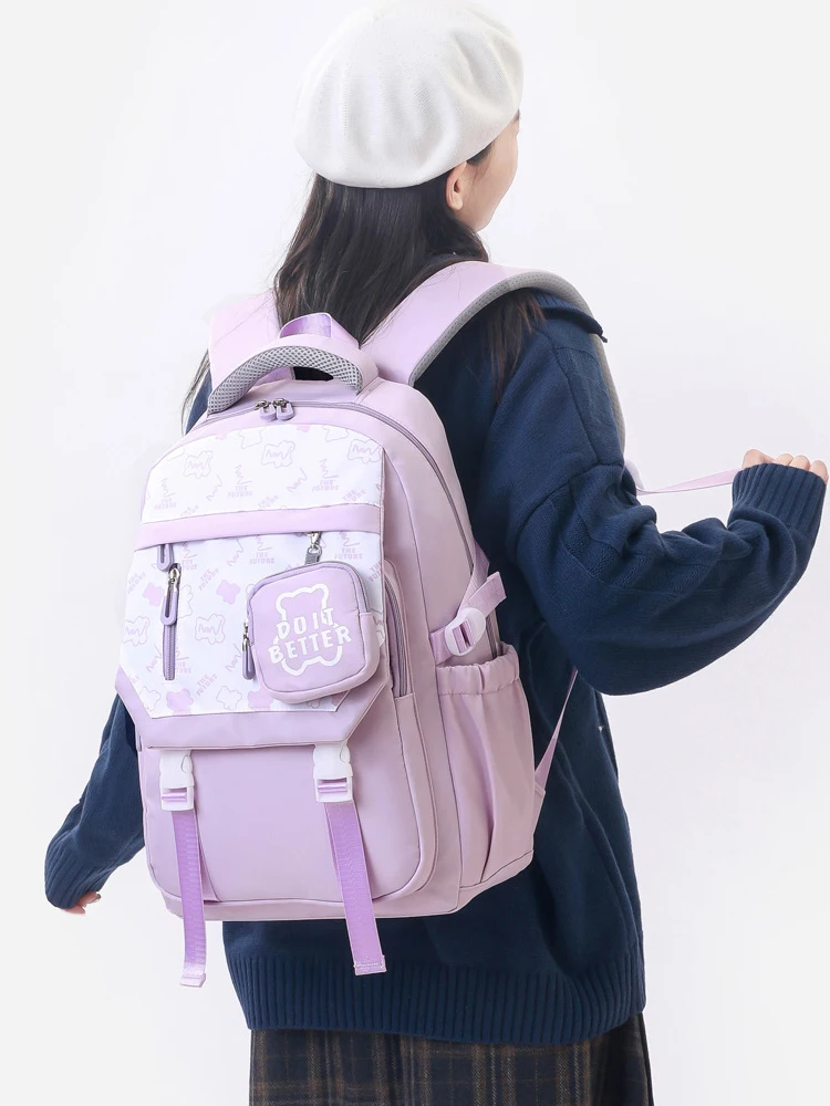 High Beauty Ultra Light Shoulder Bag High School Female Student Backpack Multi functional Leisure Middle School Book Bag