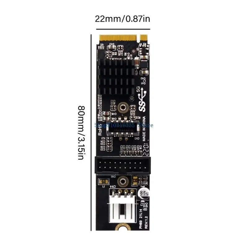M.2 MKey-전면 USB3.1 어댑터는 드라이버가 필요하지 않은 5Gbps 전송 속도를 지원합니다.