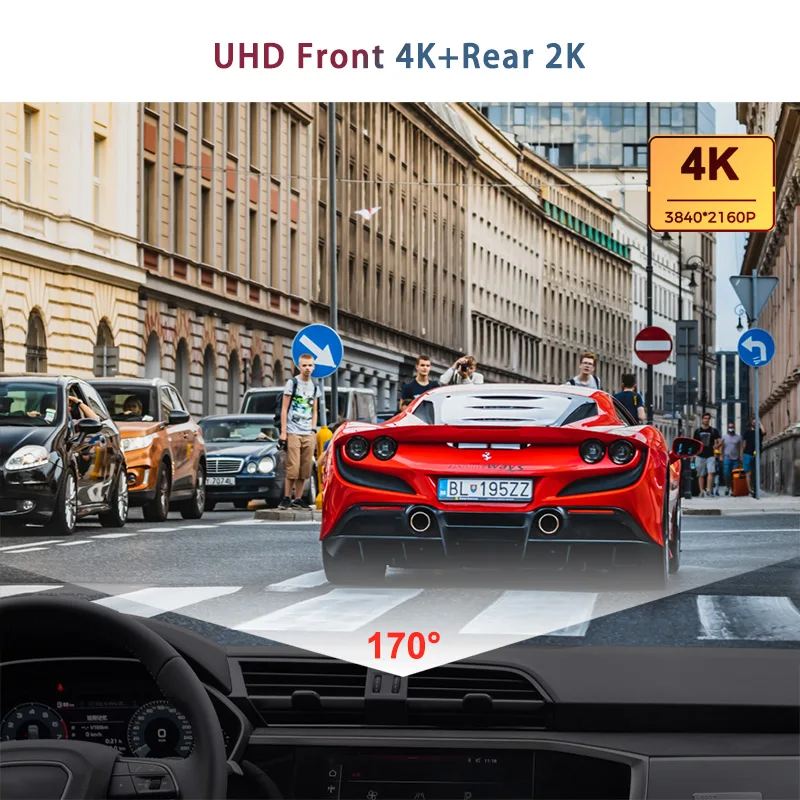 Car Dash Cam OBDPEAK H8 4K+2K 12 Inch Rear View Mirror Dash Camera 3840*2160P Car Dvr GPS WIFI Video Recording Super Night Vision Dual Lens car dash cam
